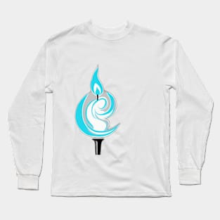 Serene Blue Flame Art No. 616 Long Sleeve T-Shirt